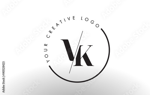 VK Serif Letter Logo Design with Creative Intersected Cut.