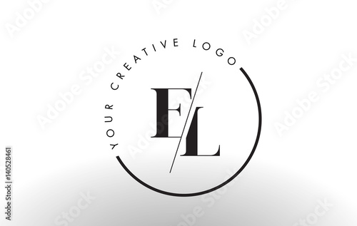 EL Serif Letter Logo Design with Creative Intersected Cut.