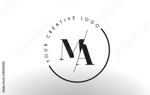 MA Serif Letter Logo Design with Creative Intersected Cut.