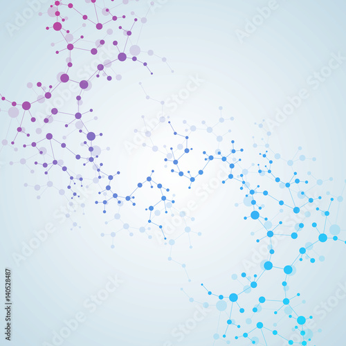 Structure molecule and communication. Dna  atom  neurons. Scientific concept for your design. Connected lines with dots. Medical  technology  chemistry  science background. Vector illustration.