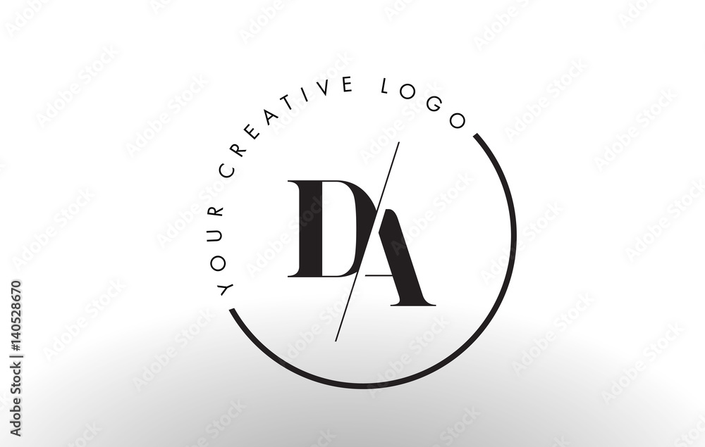 DA Serif Letter Logo Design with Creative Intersected Cut. - obrazy, fototapety, plakaty 