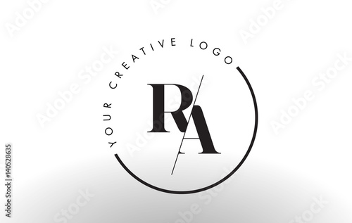 RA Serif Letter Logo Design with Creative Intersected Cut.