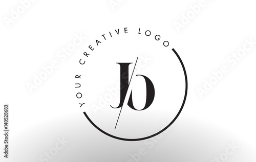 JO Serif Letter Logo Design with Creative Intersected Cut.