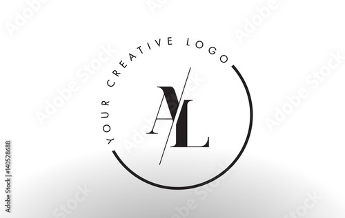 AL Serif Letter Logo Design with Creative Intersected Cut.