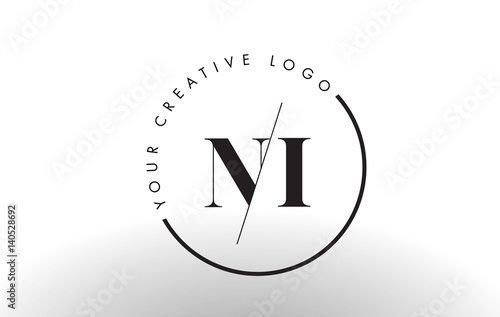 NI Serif Letter Logo Design with Creative Intersected Cut.