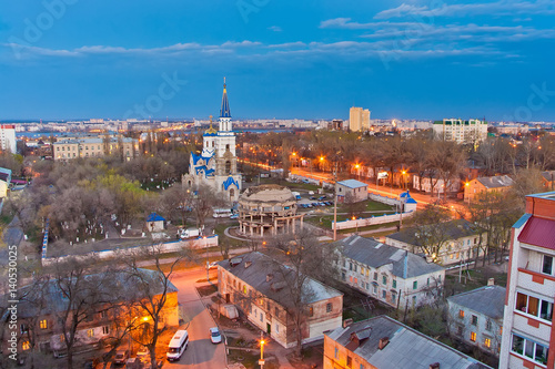 View to memorial of destroyed and Rotunda and Church of Vladimir