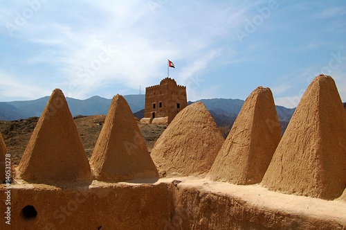 Beautiful Al-Hayl Castle in the Hajar Mountains in the UAE photo