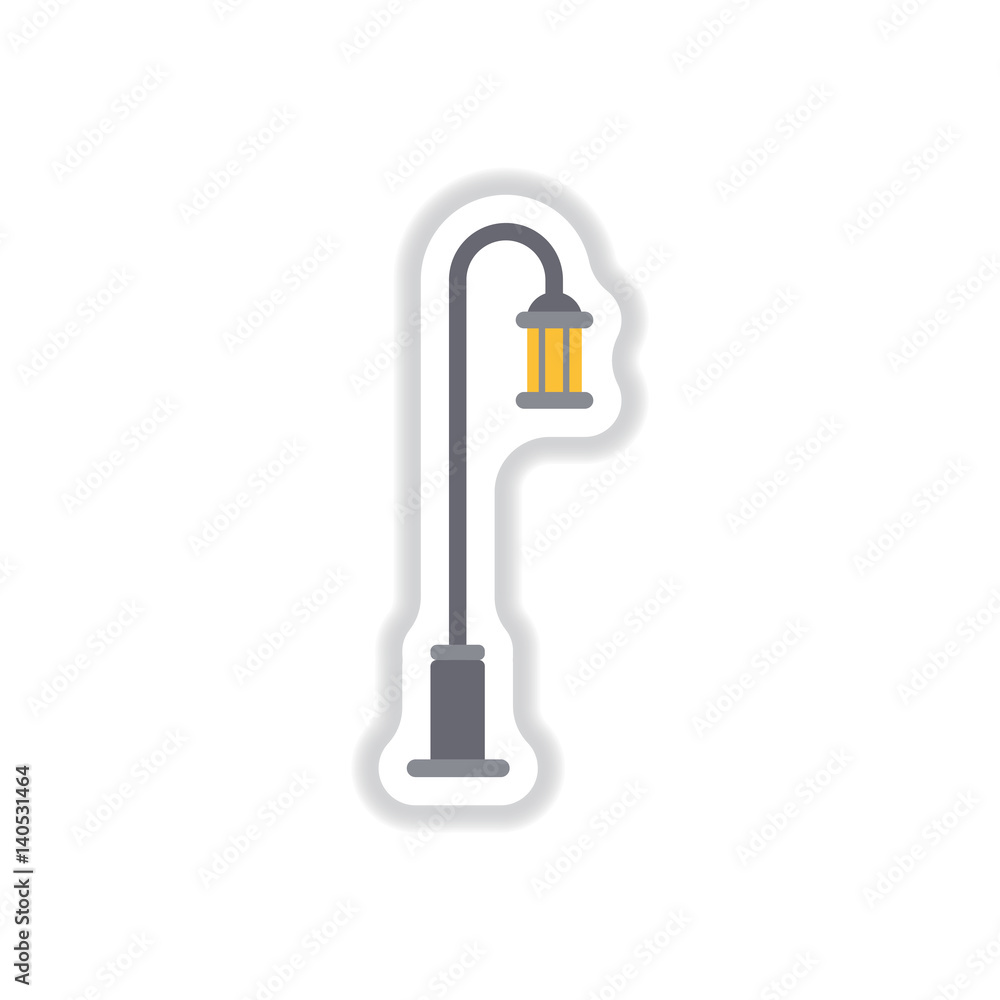 Street light icon, street lamp in paper sticker style Street light icon, street lamp in paper sticker style