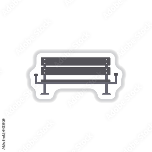 bench icon vector in paper sticker style