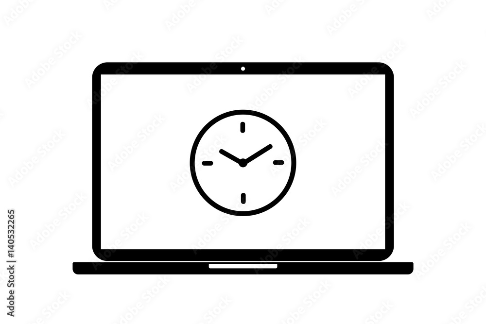 Laptop - Uhr - Uhrzeit - Arbeitszeit