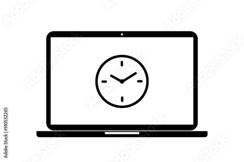 Laptop - Uhr - Uhrzeit - Arbeitszeit
