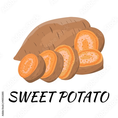 Sweet potato. Flat design. Vector illustration. Ripe vegetable for Your ideas.