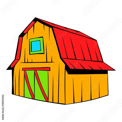 Wooden barn icon cartoon