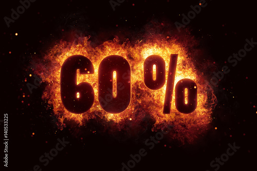 burning 60 percent sign discount offer fire off