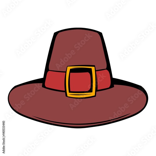 Pilgrim hat icon cartoon