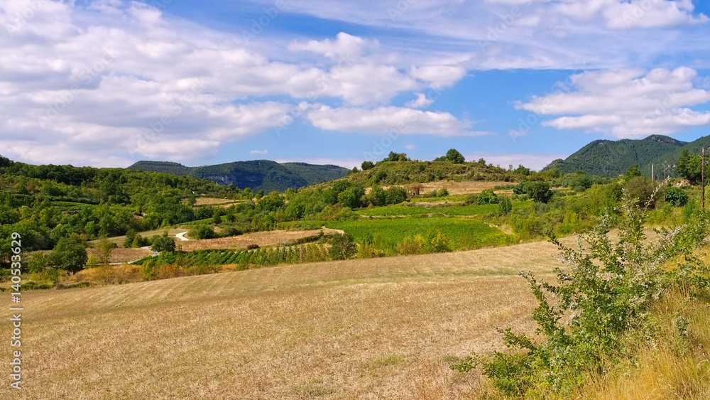 Causse du Larzac - Causse du Larzac, plain landscape in Cevennes Causse du Larzac - Causse du Larzac, plain landscape in Cevennes