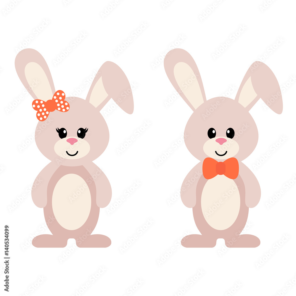 cartoon bunny girl and boy Stock Vector | Adobe Stock