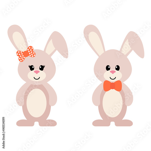 cartoon bunny girl and boy © julia_january