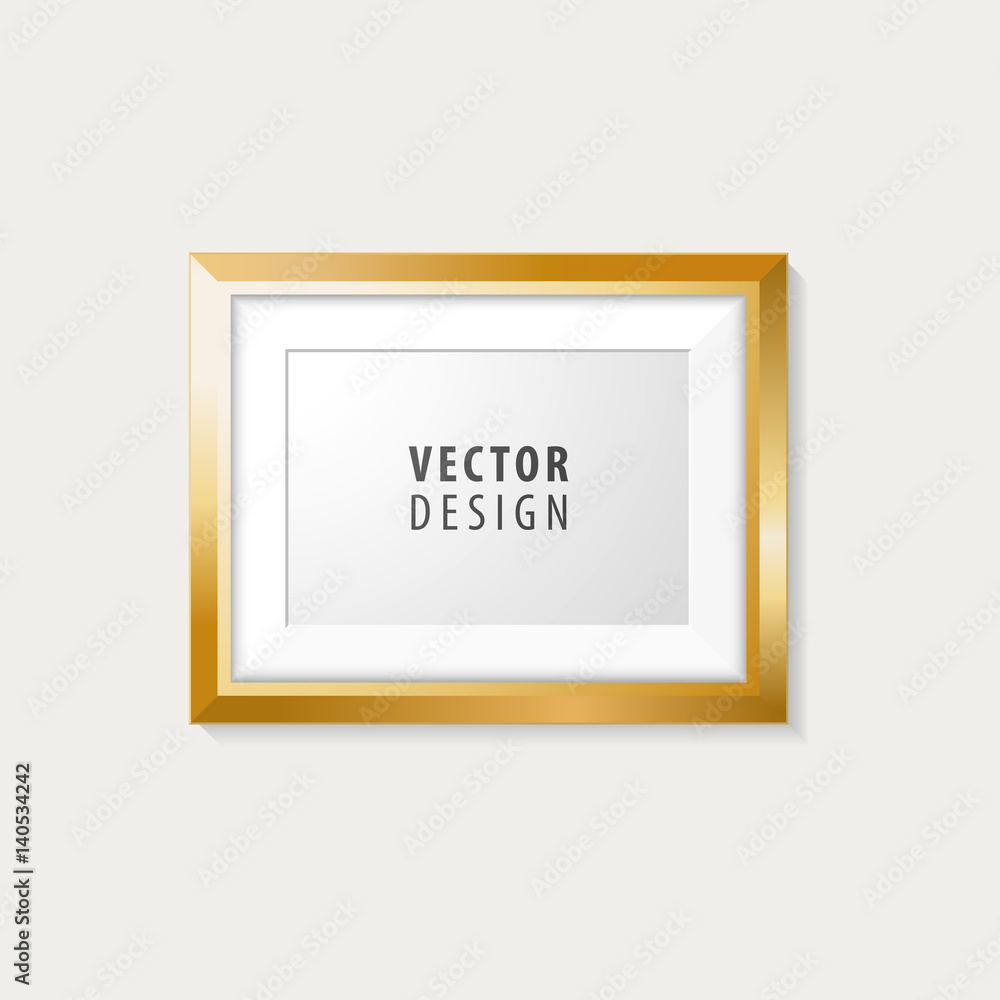Realistic Minimal Isolated Golden Frame for Presentations . Vector Elements Realistic Minimal Isolated Golden Frame for Presentations . Vector Elements