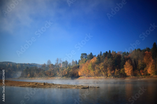 Solina Lake, headland in autumn colors