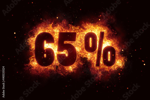 burning 65 percent sign discount offer fire off