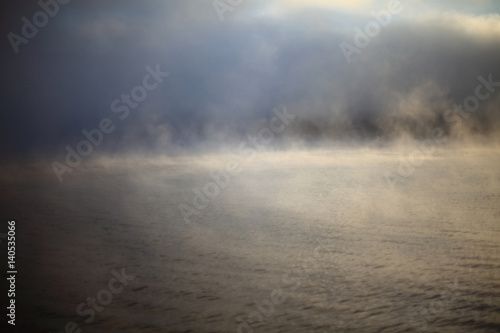 Solina Lake; Bieszczady; mist at dawn