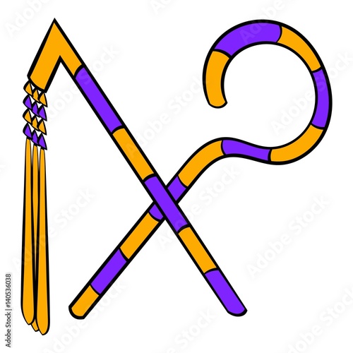 Rod and whip of Pharaoh icon cartoon