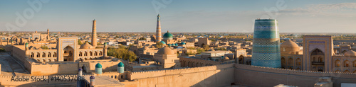Panorama of Khiva at sunset photo