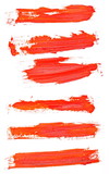 red grunge brush strokes set oil paint isolated on white background
