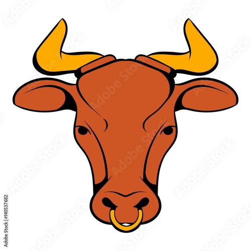 Head of Indian cow icon cartoon