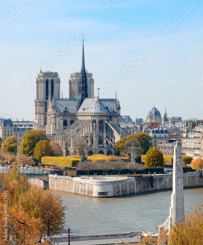 Notre-Dame cathedral in Paris,an aerial view