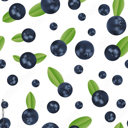 Blueberry vector seamless pattern.