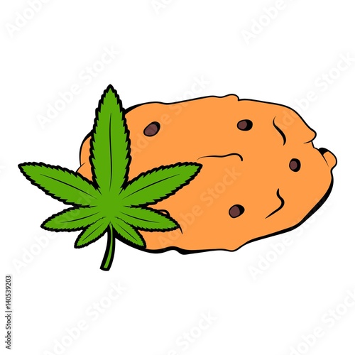 Cookies with marijuana leaf icon cartoon
