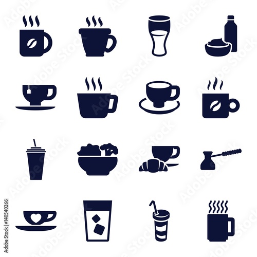 Wallpaper Mural Set of 16 coffee filled icons Torontodigital.ca