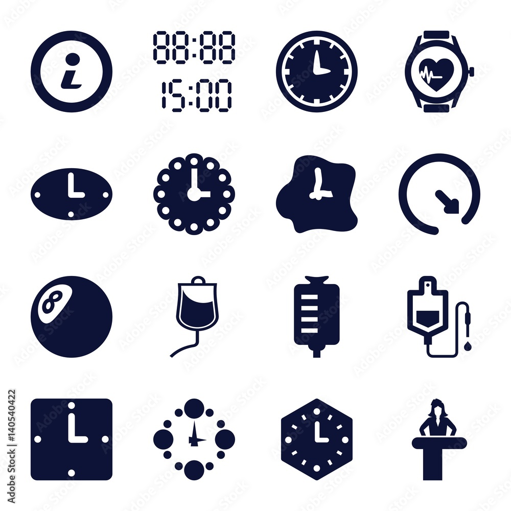 Set of 16 counter filled icons Set of 16 counter filled icons