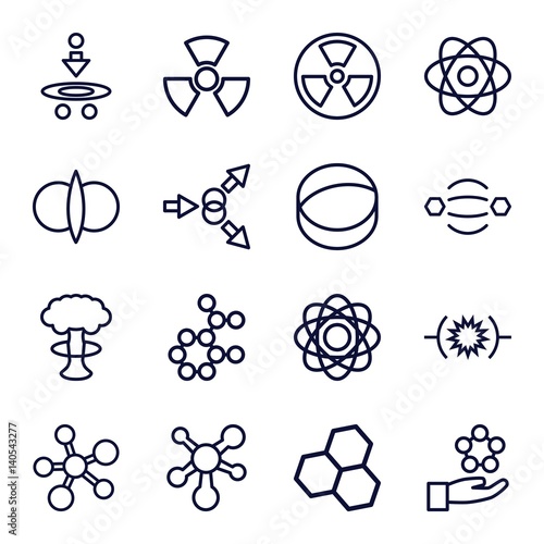 Set of 16 atom outline icons