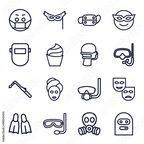 Set of 16 mask outline icons