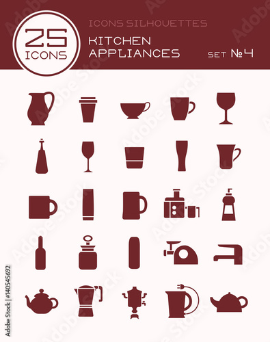 Icons silhouettes kitchen appliances set №4