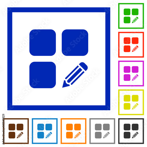 Edit component flat framed icons