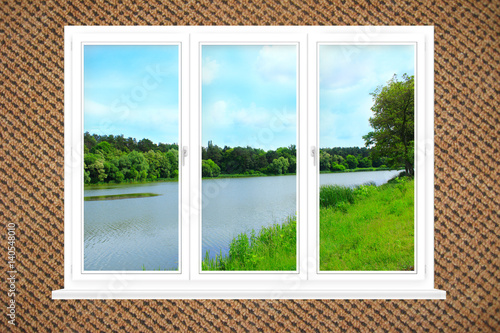 office panoramic windows with view to the river