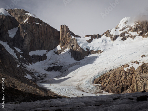 Man traversing Marconi's glacier photo