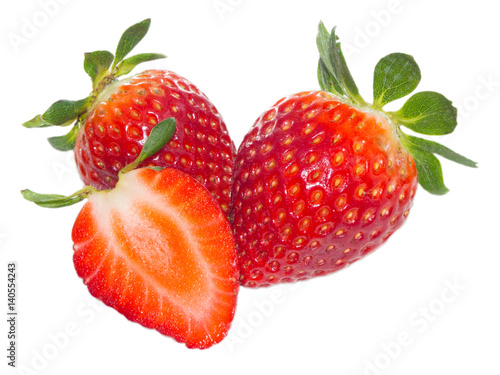Fototapeta Naklejka Na Ścianę i Meble -  Fresh red strawberrys on white isolated background