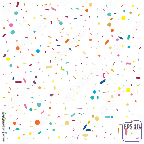 Abstract background with many falling tiny confetti pieces. vector background. Memphis concept. Colored confetti.