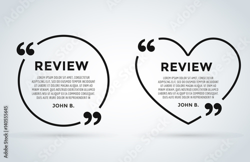 Website review quote citation blank template vector icon comment customer circle paper information text chat citing description dialog discussion set