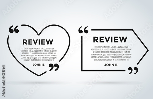 Website review quote citation blank template vector icon comment customer circle paper information text chat citing description dialog discussion set