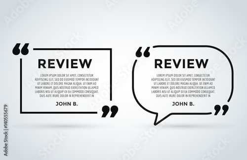 Website review quote citation blank template vector icon comment customer circle paper information text chat citing description dialog discussion set