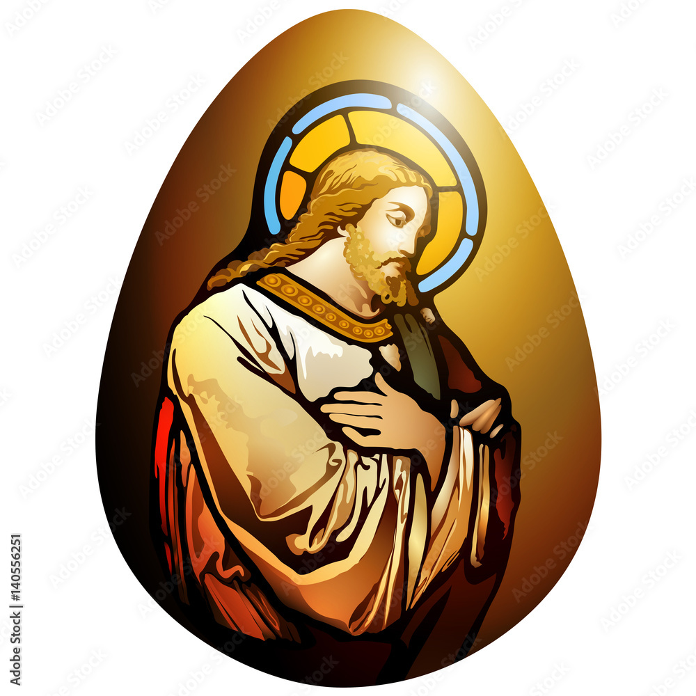 Easter Egg with Jesus - Icon of Jesus Christ on Easter egg Stock ...