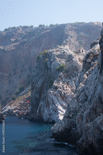 View from sea of Alanya castle rock 