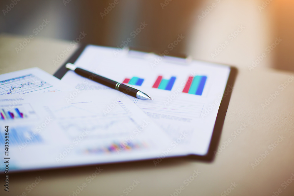 Drawings and charts of successful business, workplace Drawings and charts of successful business, workplace