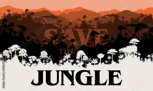 Vector horizontal tropical rainforest Jungle backgrounds